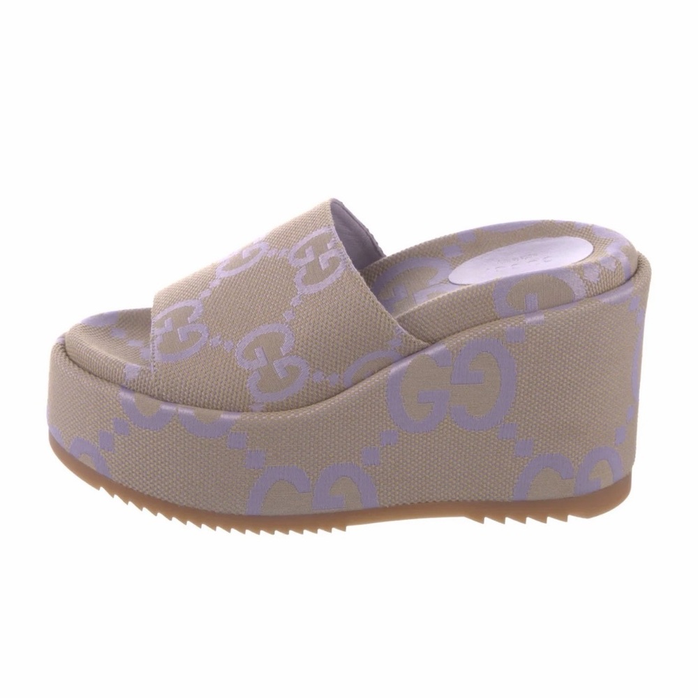 Gucci GG Canvas Platform Slides 39.5 NWT